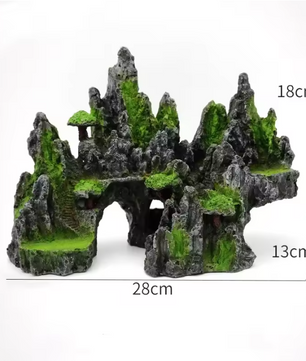 Aquarium Rotstuin Berg met Brug – Hars Decoratie Ornament