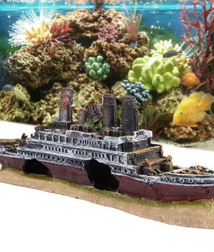 Aquarium Schip Wrak Decoratie – Titanic Stijl Hars Ornament