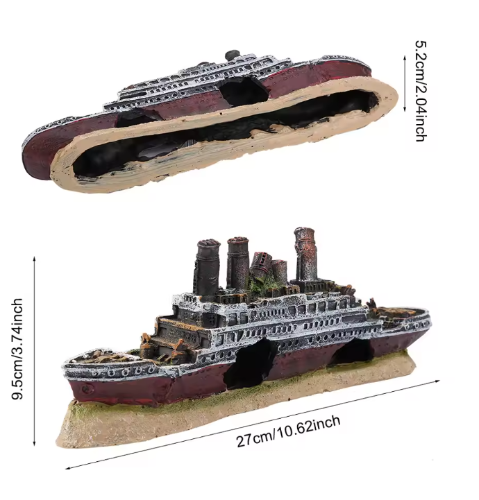 Aquarium Schip Wrak Decoratie – Titanic Stijl Hars Ornament