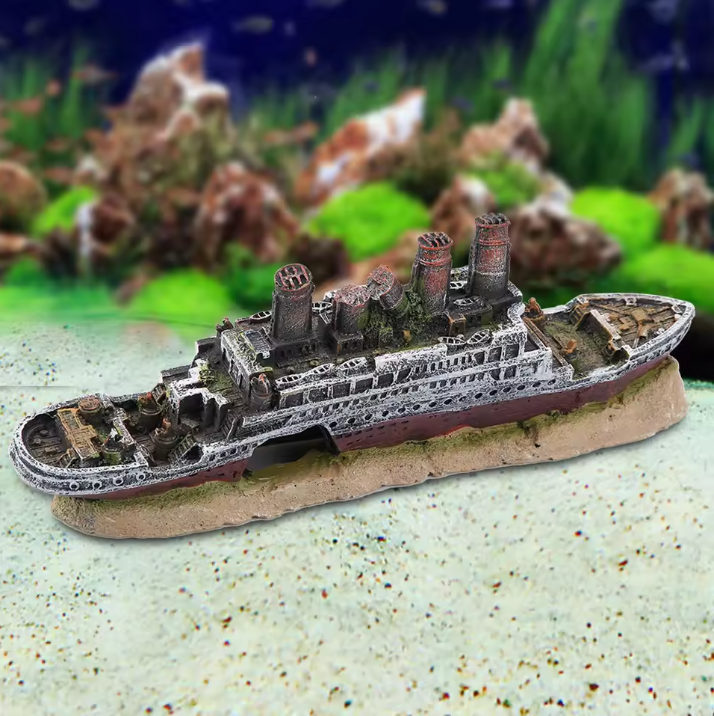 Aquarium Schip Wrak Decoratie – Titanic Stijl Hars Ornament