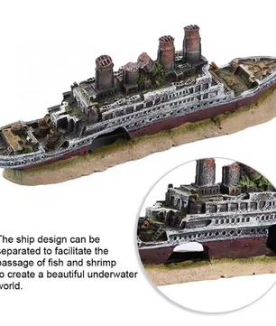 Aquarium Schip Wrak Decoratie – Titanic Stijl Hars Ornament