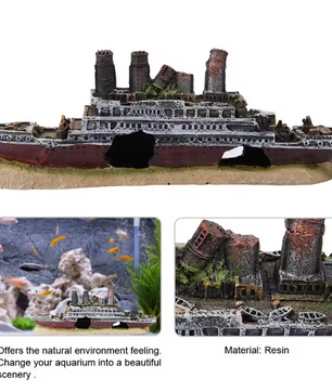 Aquarium Schip Wrak Decoratie – Titanic Stijl Hars Ornament