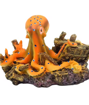 Octopus Aquarium Decoratie – Hars Ornament met Schuilplaats