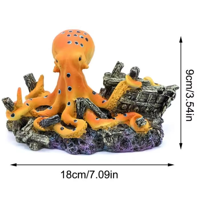 Octopus Aquarium Decoratie – Hars Ornament met Schuilplaats