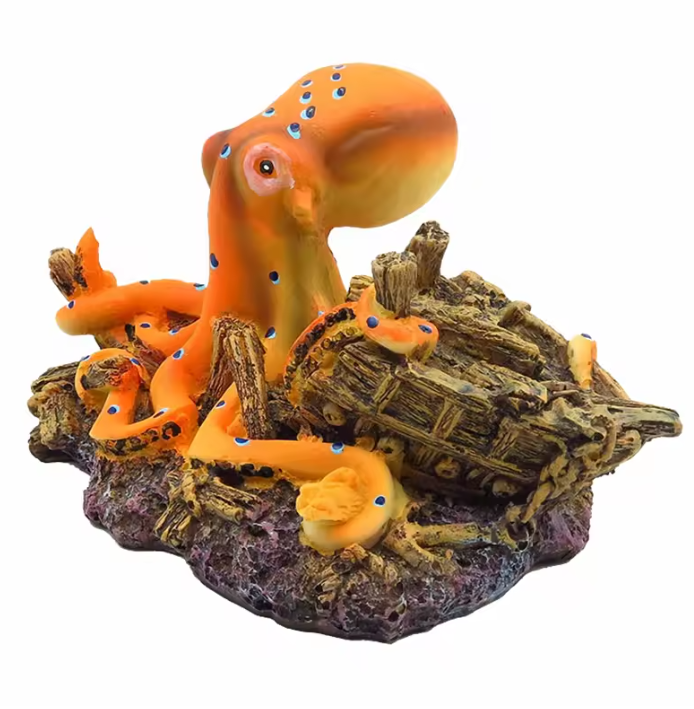 Octopus Aquarium Decoratie – Hars Ornament met Schuilplaats