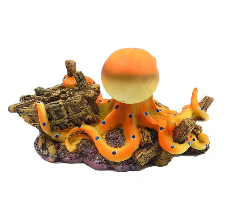 Octopus Aquarium Decoratie – Hars Ornament met Schuilplaats