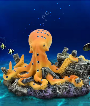 Octopus Aquarium Decoratie – Hars Ornament met Schuilplaats
