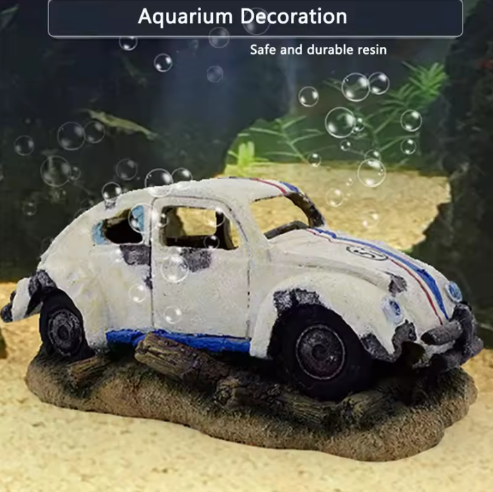 Aquarium Wrak Auto Decoratie – Hars Ornament met Schuilplaats