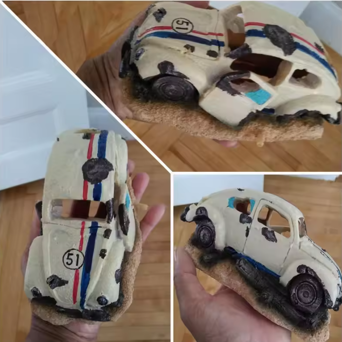 Aquarium Wrak Auto Decoratie – Hars Ornament met Schuilplaats