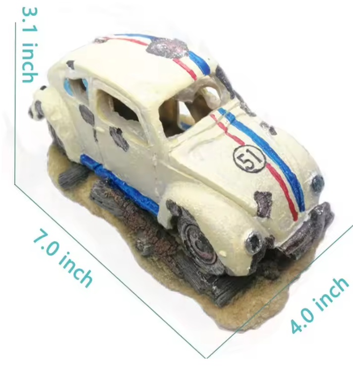 Aquarium Wrak Auto Decoratie – Hars Ornament met Schuilplaats