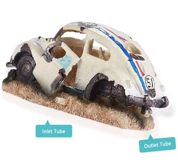 Aquarium Wrak Auto Decoratie – Hars Ornament met Schuilplaats