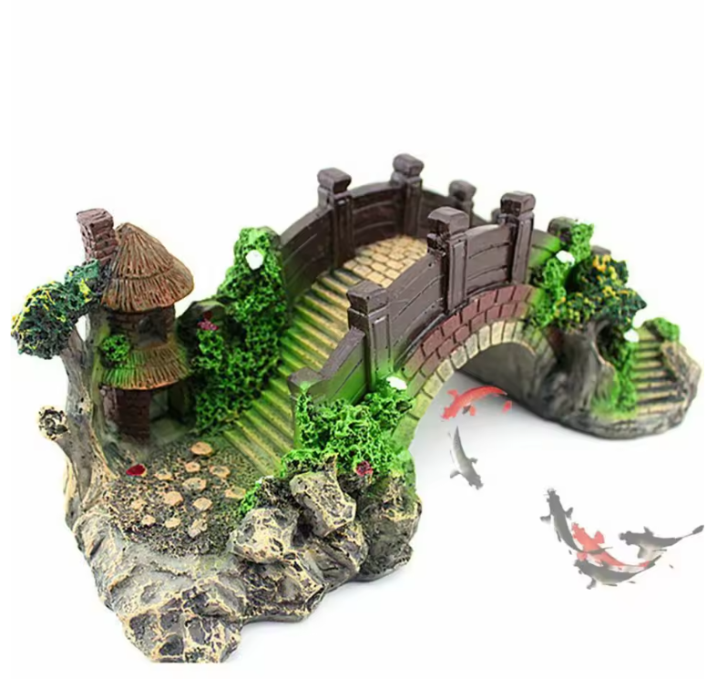 Aquarium Brug Decoratie – Realistische Resin Landschap Ornament voor Vissentank