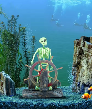 Piraat Skelet Aquarium Decoratie – Bewegend Hars Ornament