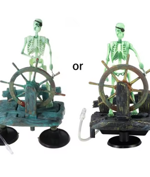Piraat Skelet Aquarium Decoratie – Bewegend Hars Ornament