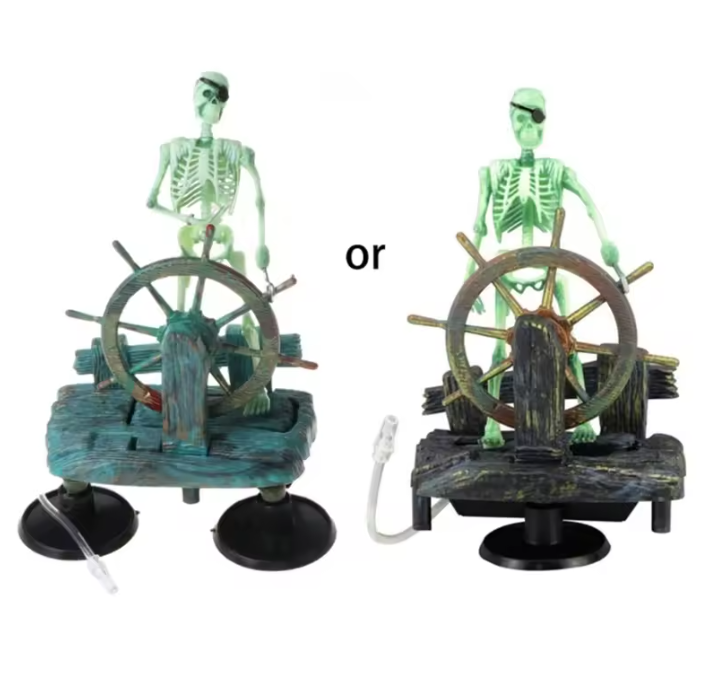 Piraat Skelet Aquarium Decoratie – Bewegend Hars Ornament