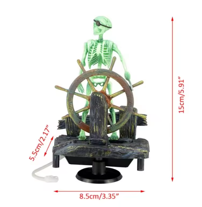 Piraat Skelet Aquarium Decoratie – Bewegend Hars Ornament