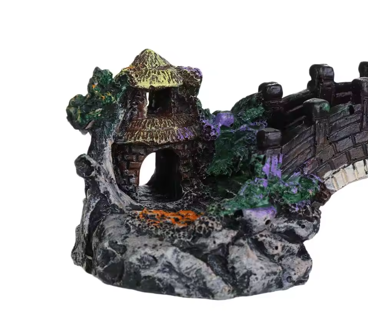 Aquarium Brug Decoratie – Realistische Resin Landschap Ornament voor Vissentank