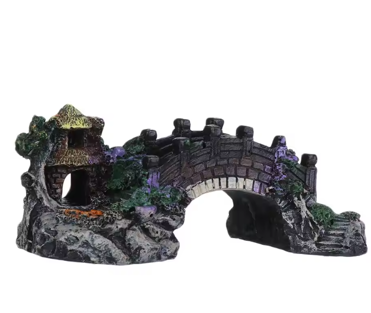 Aquarium Brug Decoratie – Realistische Resin Landschap Ornament voor Vissentank