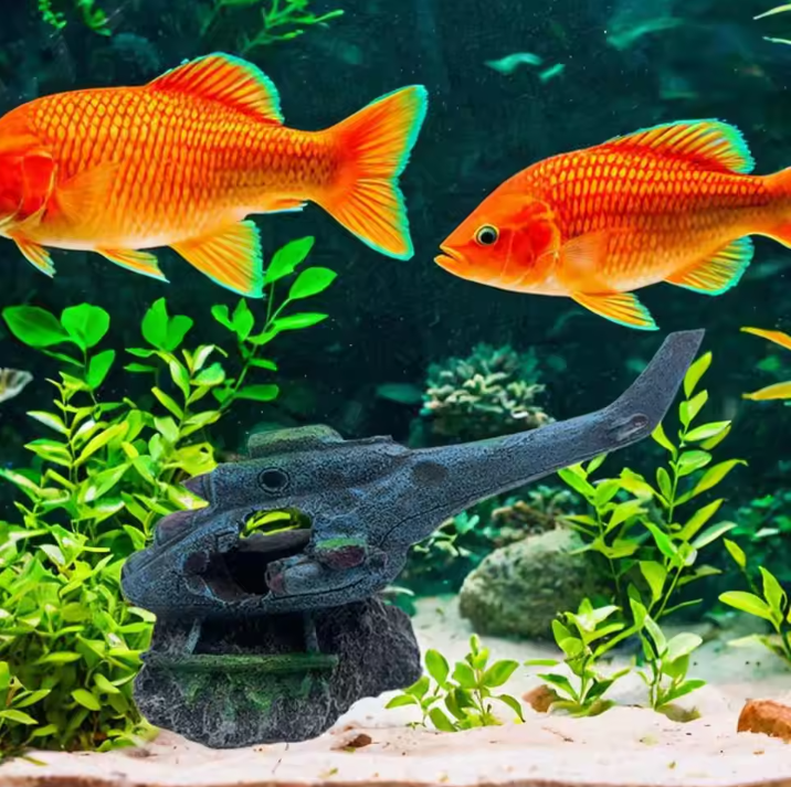 Aquarium Vliegtuig Wrak Decoratie – Hars Gezonken Ornament