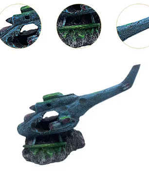 Aquarium Vliegtuig Wrak Decoratie – Hars Gezonken Ornament