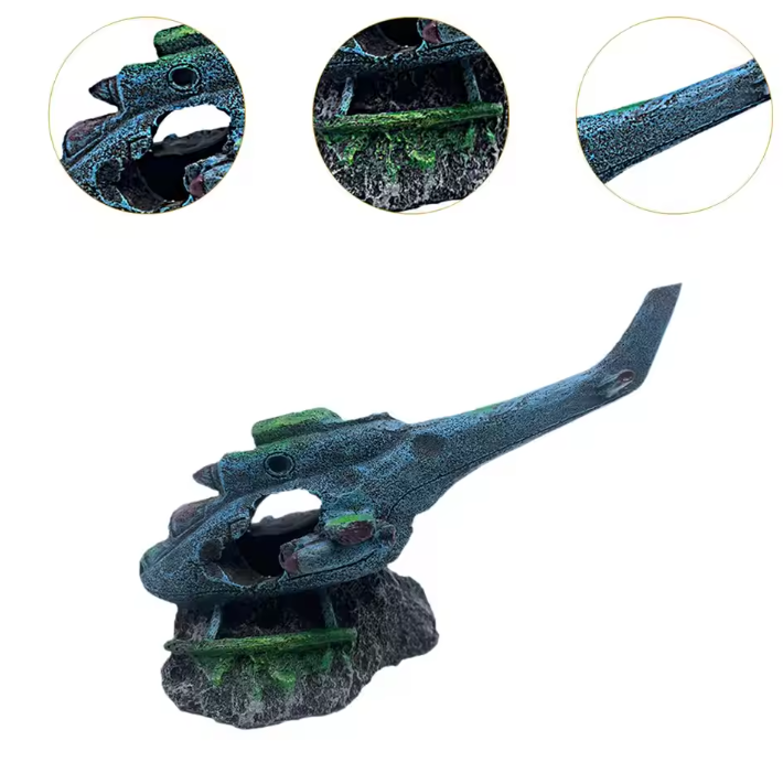 Aquarium Vliegtuig Wrak Decoratie – Hars Gezonken Ornament