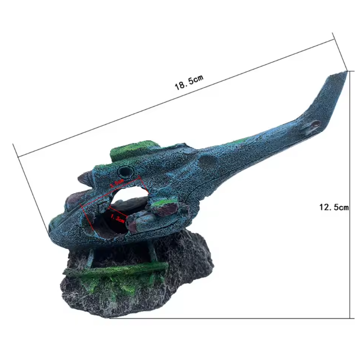 Aquarium Vliegtuig Wrak Decoratie – Hars Gezonken Ornament