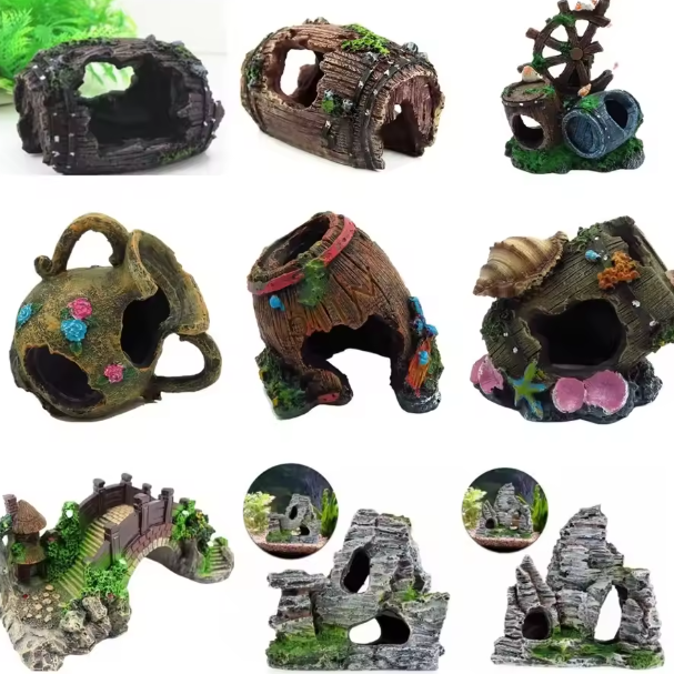 Aquarium Wijnvat Decoratie – Schuilgrot Ornament voor Vissen en Reptielen