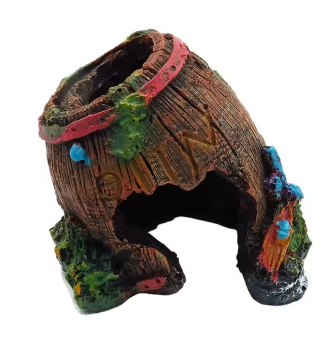 Aquarium Wijnvat Decoratie – Schuilgrot Ornament voor Vissen en Reptielen