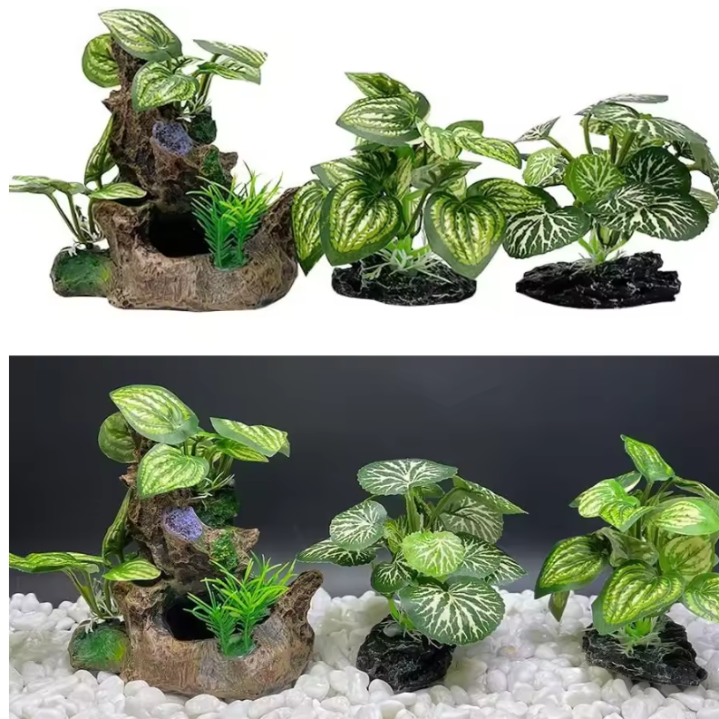 Aquarium Kunstplant Decoratie – Realistische Waterplant met Verzwaringsbasis voor Vissentank
