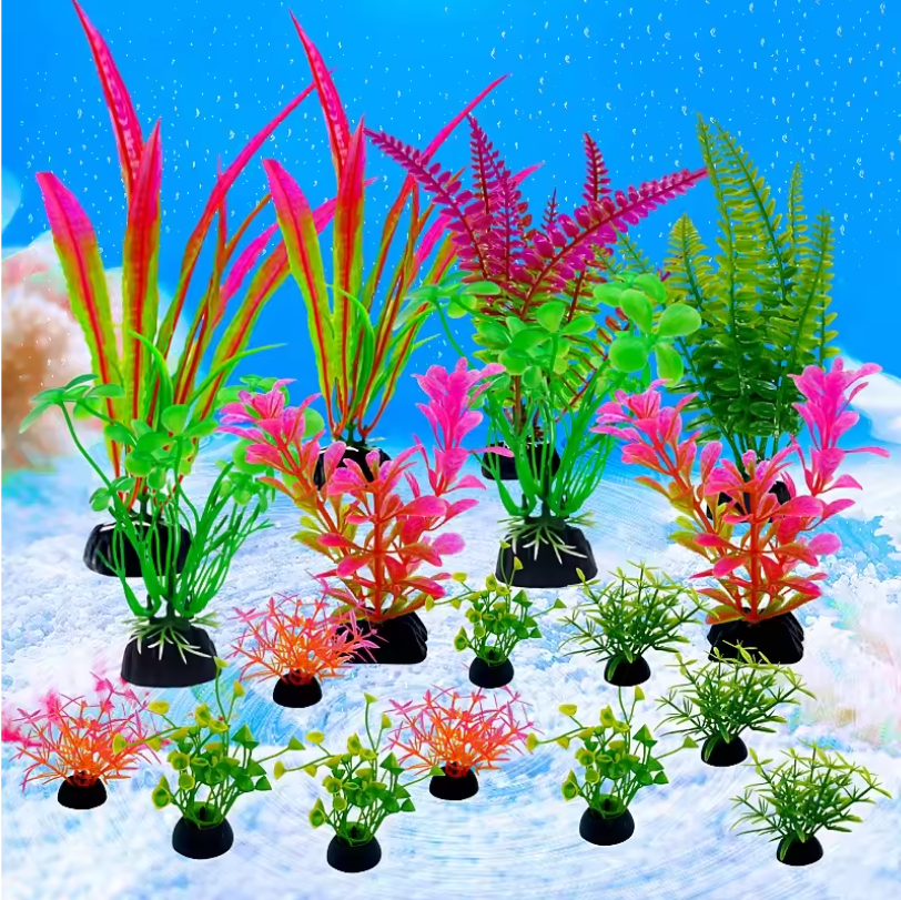 Set van 18 Aquarium Kunstplanten – Realistische Waterplanten Decoratie voor Vissentank