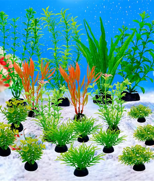 Set van 18 Aquarium Kunstplanten – Realistische Waterplanten Decoratie voor Vissentank