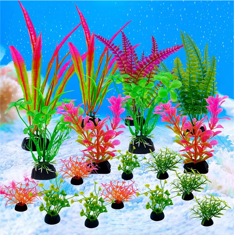 Set van 18 Aquarium Kunstplanten – Realistische Waterplanten Decoratie voor Vissentank