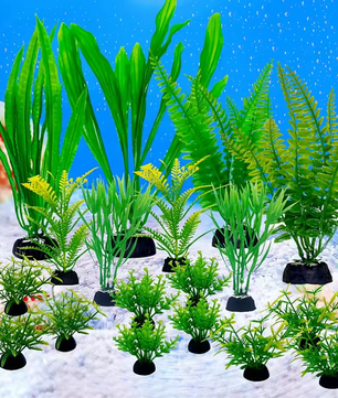 Set van 18 Aquarium Kunstplanten – Realistische Waterplanten Decoratie voor Vissentank