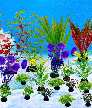 Set van 18 Aquarium Kunstplanten – Realistische Waterplanten Decoratie voor Vissentank