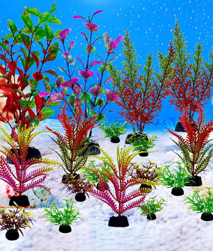 Set van 18 Aquarium Kunstplanten – Realistische Waterplanten Decoratie voor Vissentank