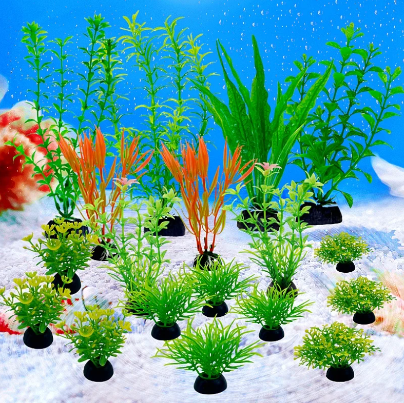 Set van 18 Aquarium Kunstplanten – Realistische Waterplanten Decoratie voor Vissentank