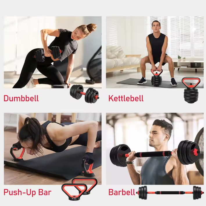3-in-1 Dumbbell & Barbell Set 20kg – Verstelbare Gewichten Thuis Fitness