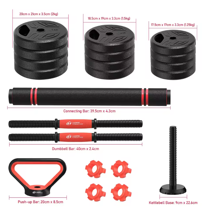 3-in-1 Dumbbell & Barbell Set 20kg – Verstelbare Gewichten Thuis Fitness