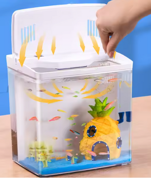 Mini Aquarium met Filter en LED – Zelfcirculerende Vissentank voor Bureau