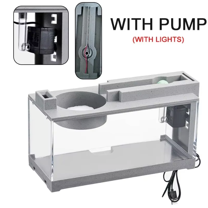 Micro Landschap Aquarium met Filter – Stille Waterstroom Desktop Vissentank