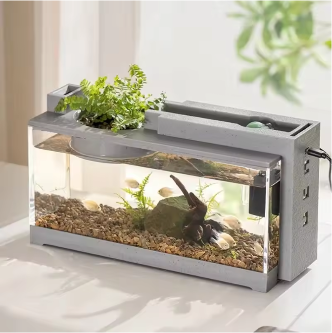 Micro Landschap Aquarium met Filter – Stille Waterstroom Desktop Vissentank