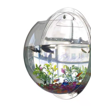 Wandgemonteerde Acryl Viskom – Transparant Mini Aquarium en Plantenhouder voor Muur