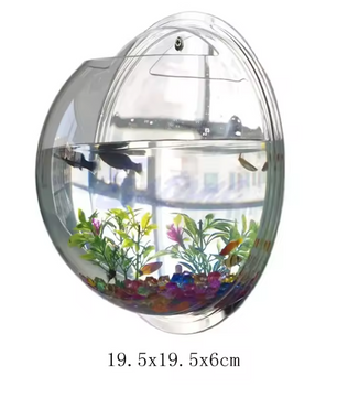 Wandgemonteerde Acryl Viskom – Transparant Mini Aquarium en Plantenhouder voor Muur