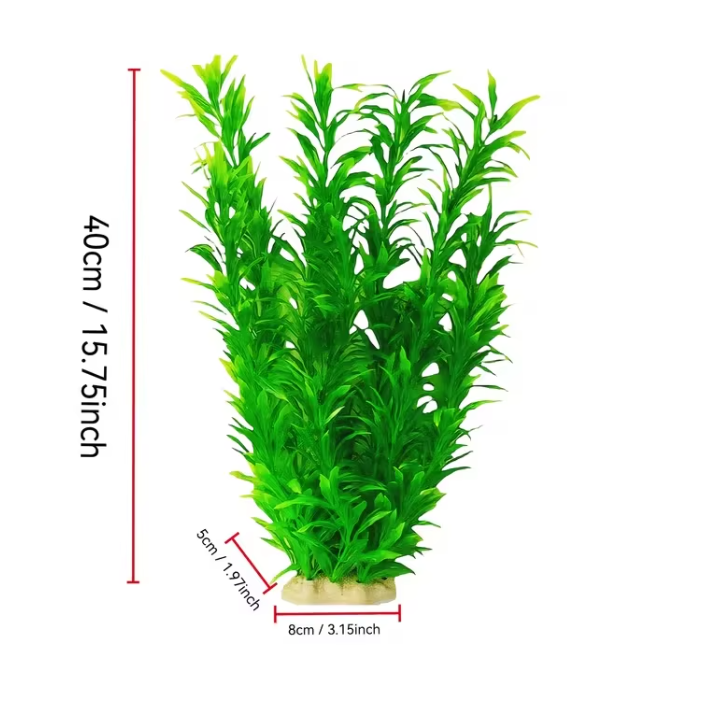 Aquarium Kunstplant 40 cm – Grote Realistische Waterplant Decoratie voor Vissenkom en Aquarium