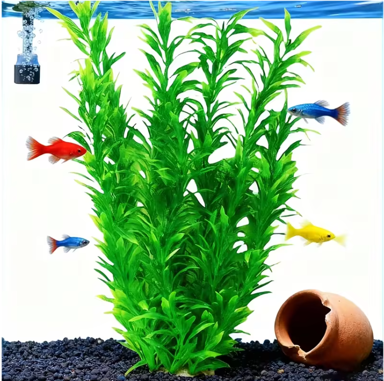 Aquarium Kunstplant 40 cm – Grote Realistische Waterplant Decoratie voor Vissenkom en Aquarium