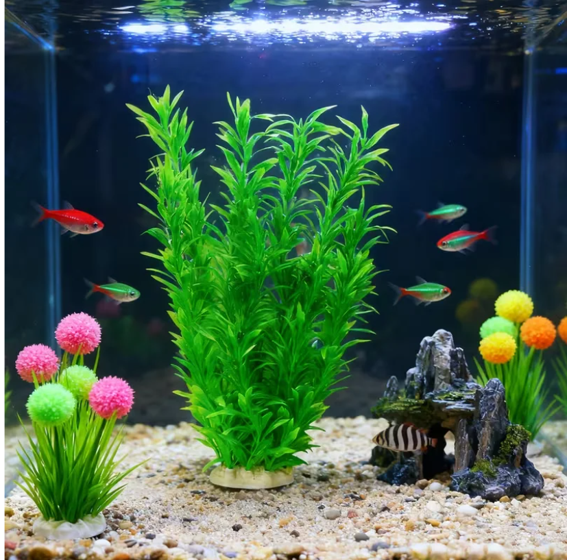 Aquarium Kunstplant 40 cm – Grote Realistische Waterplant Decoratie voor Vissenkom en Aquarium