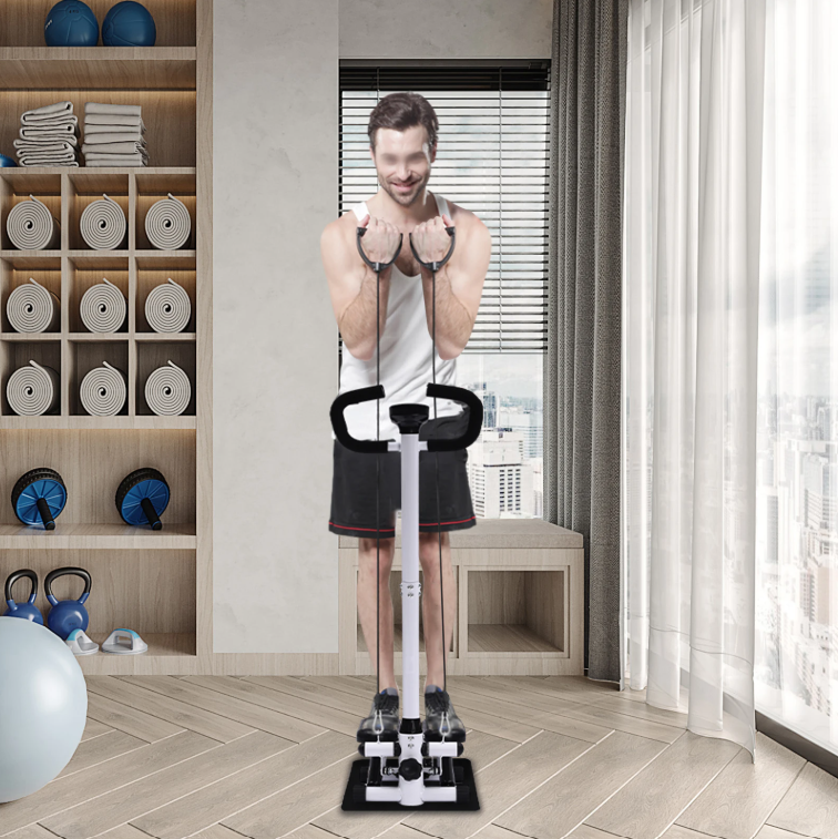 Hydraulische Fitness Stepper met LCD Monitor – Compacte Home Gym met Weerstandsbanden