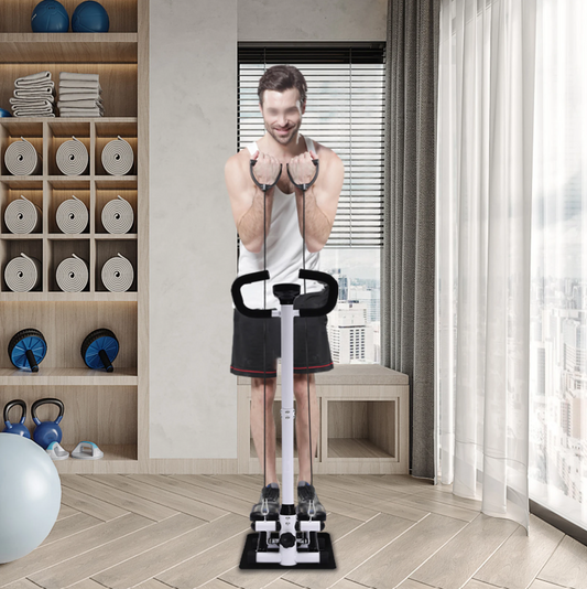 Hydraulische Fitness Stepper met LCD Monitor – Compacte Home Gym met Weerstandsbanden