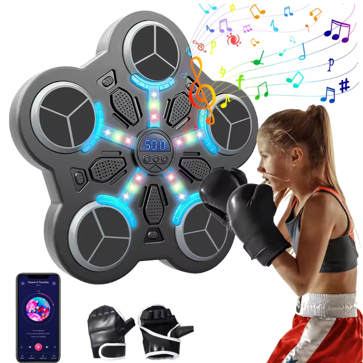 Smart Bluetooth Boksmachine voor Kinderen – Interactieve Muziek Trainer met LED en Handschoenen