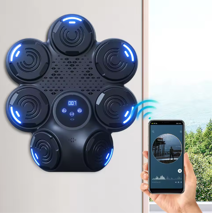 Smart Boksmachine met Muziek – Bluetooth Boxing Trainer met LED Wand Target voor Thuis